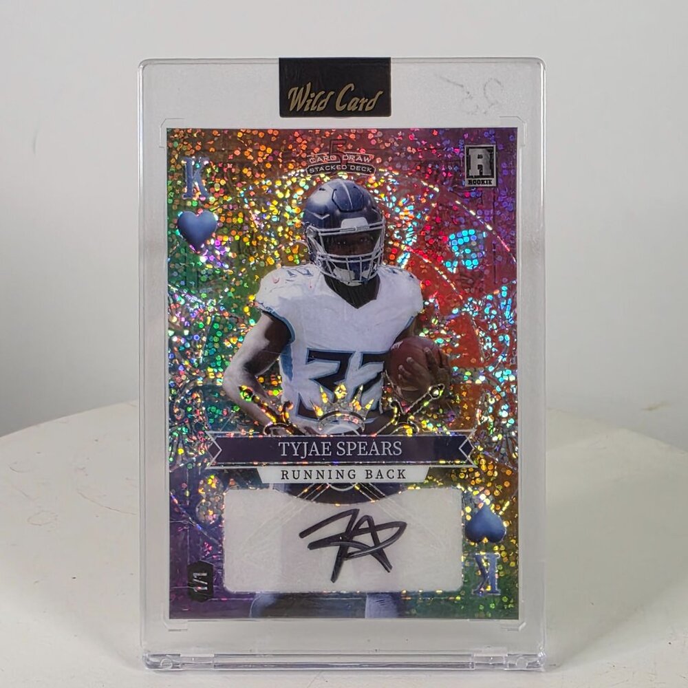 Tyjae Spears Wild Card Rookie Autographed Card 5/7 Running Back With Protective